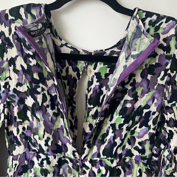 Nasty Gal,Women’s Abstract Print Keyhole Midaxi Tea Dress-Purple. Size:6(US) NWT - Picture 11 of 16